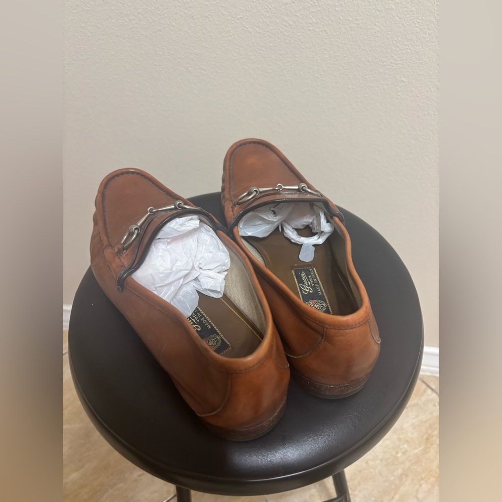 GUCCI 1953 Silver Horsebit Leather Loafer Brown Sz 10.5 $1000 Brixton Jordaan - Picture 2 of 15